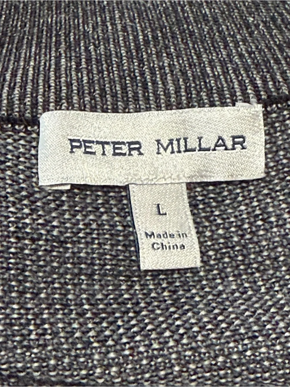 Peter Millar Men’s 100% Merino Wool 1/4 Zip Pullover Sweater Black Gray Large
